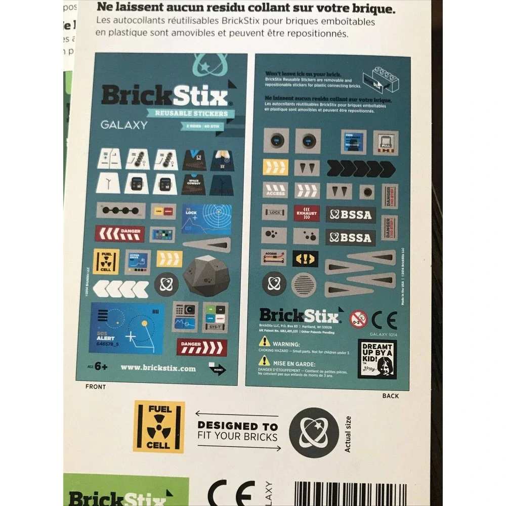 Brick Stix Reusable Stickers Lot of 6 Galaxy Zombie Apocalypse Lego Compatible